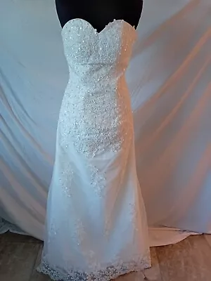 Wedding Dress Size 10 Ivory Lace/organza Check Measurements U • £40