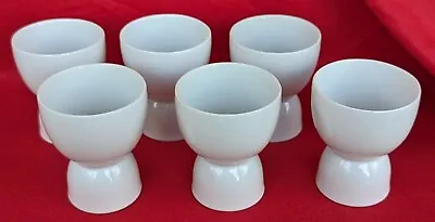 Vintage Double Egg Sides Solid White Porcelain Set Of 6 Eggs Cup 3” Tall • $25.95