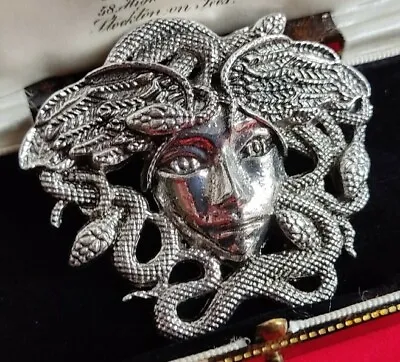 £10.95 • Buy Vintage Style Silver Tone Medusa Snake Lady Large Brooch Pin Statement Jewellery