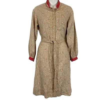 Vintage Cottagecore Long Sleeve Shirt Dress Ditzy Floral Knee Length Belted S • $68.99