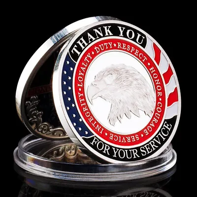 Military Thank You For Your Service Silver Challenge Coin • $9.08