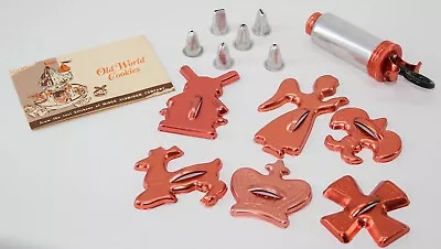 Vintage Mirro Old World Cookie Cutters Decorator Set Copper Aluminum Recipes • $24.99