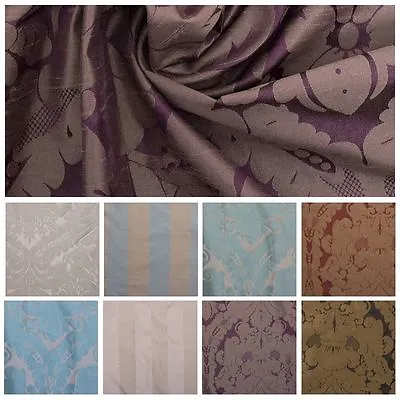 Floral Damask Satin Coordinating Stripe Curtain Upholstery Fabric Cushions • £15.79
