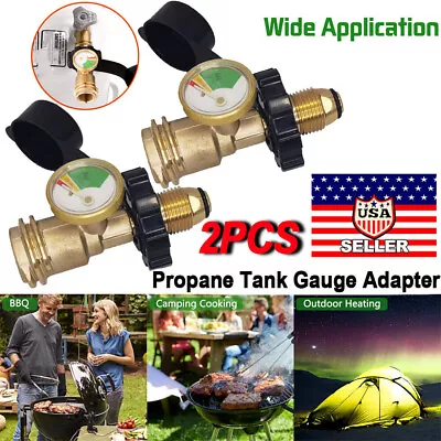 Propane Tank Gauge RV Pressure Brass Adapter Gas Level Meter Grill BBQ Indicator • $14.99