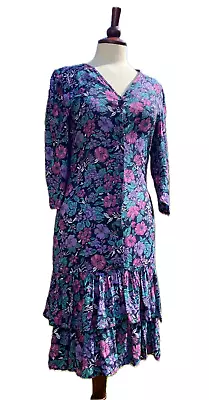 Dorothy Perkins Vintage 1980s Rara Floral Button Front Dress UK 8 Small • £16.99