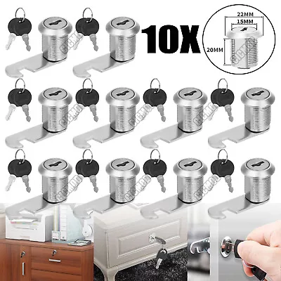 10Pcs Cam Lock Cupboard Locker For Mailbox Drawer Box Letter Cabinet W/Keys 20mm • $18.19