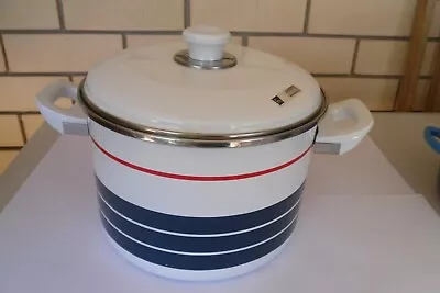 Vintage Retro Thermalux Finemark Enamel Large Casserole Cooking Stock Pot 26cm • $29.95