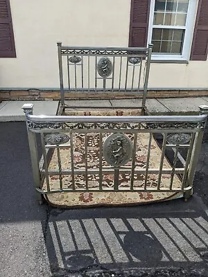 Victorian French Antique Full Size Bed/Nickel Plated  • $1900