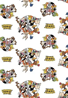 $5 • Buy Looney Tunes Fabric BTHY Half Yard 18”x44” That’s All Folks White Cotton Woven