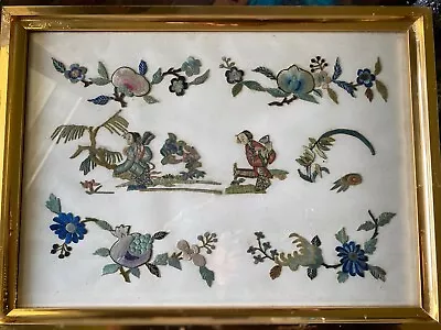 Antique Japanese Embroidery Needle~Work Collage Framed. • £25