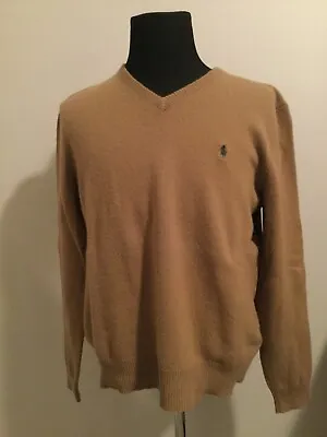 Vintage Polo Ralph Lauren Sweater Mens XL Brown 100% Lambs Wool V Neck NWOT • $59.99