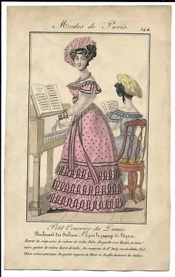 Petit Courrier Des Dames  Modes De Paris  Regency Fashion  Sept 1825  Plate 344 • £12.99