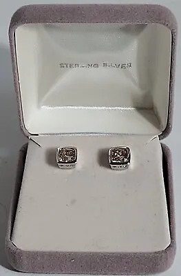 $17 • Buy 925 Sterling Silver Yellow Citrine Gemstone Jewelry Vintage Pierced Earrings 