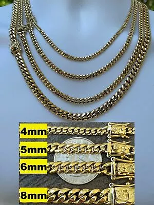 Real Miami Cuban Link Chain Necklace / Bracelet 14k Gold Plated Stainless Steel • $26.45