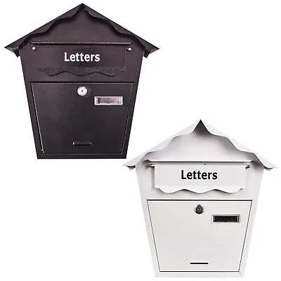 New Large Outdoor Steel Post Box Postbox Lockable Letter Mail Wall Mounted Keys • £16.99