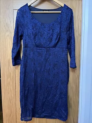 New Look Navy Maternity Dress Size 14 Lace Look Dressy • £2.99