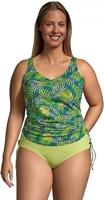 NWT Lands End Adjustable Cinch V-Neck Underwire Tankini Top Size 16W $120 I380 • $50.99