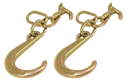 (2 Pack) 8  G70 J Hook W/ T-J Hooks And Enlarged Link 5400 Lbs WLL G70 • $49.99