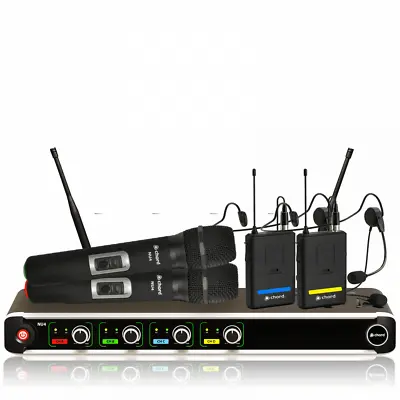 £279.99 • Buy NU4 Quad Wireless Microphone System UHF Handheld Lapel Headset Licence Free