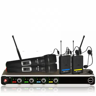 NU4 Quad Wireless Microphone System UHF Handheld Lapel Headset Licence Free • £279.99