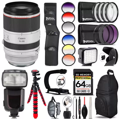 Canon RF 70-200mm IS USM Lens + Pro Flash + LED Light -64GB Accessory Bundle • $2399.99