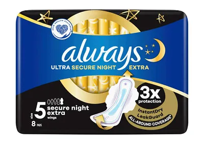 £5.10 • Buy Always Ultra Sanitary Towels Pads Secure Night Extra 8