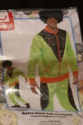 Smiffys Mens Fun 80's Retro Shell Suit Fancy Dress Up Costume Sz M Neon Green • £15.50