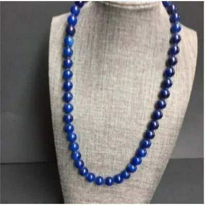 VTG Pop Bead Necklace Navy Cobalt Primary Blue Adjustable Retro • $36