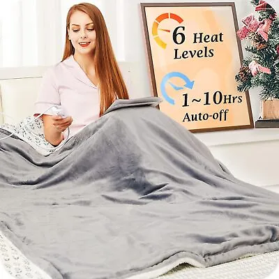 Mia&Coco Electric Heated Blanket Throw Flannel Sherpa Fast Heating 50 X60  6 He • $61.52