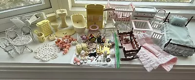 Vintage Dollhouse Lot Miniature 1:12 Bathroom Nursery Baby Accessories Furniture • $20