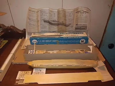 1946 Monogram Aircraft Carrier U.S.S. Shangri-La Wooden Model Kit B5 • $50