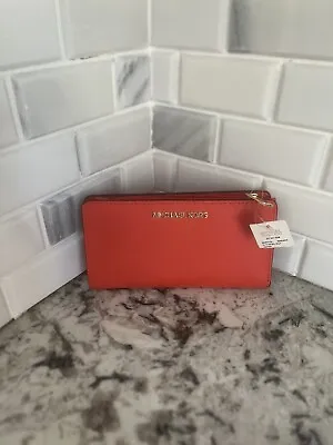 Michael Kors Continental Wallet Saffiano Leather New NWT Mandarin Bright Red • $66