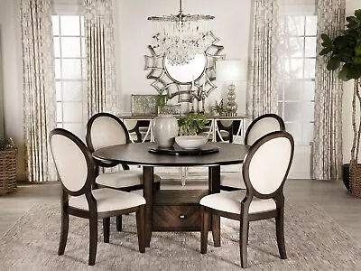 NEW SPECIAL - 5pcs Walnut Brown Round Storage Dining Room Table Chairs Set IN7B • $1473.77