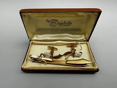 Vintage Tie Clip Cuddling Set Shields Sword Dagger Shriner • $44.98