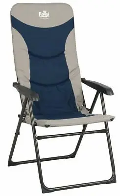 Royal Colonel Chair Blue High Back Camping Caravan BBQ Outdoors Garden • £53.95