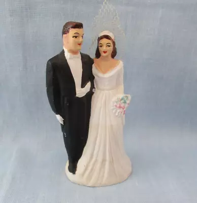 Vintage Chalk Ware Wedding Cake Topper Aca 1951 • $9.98