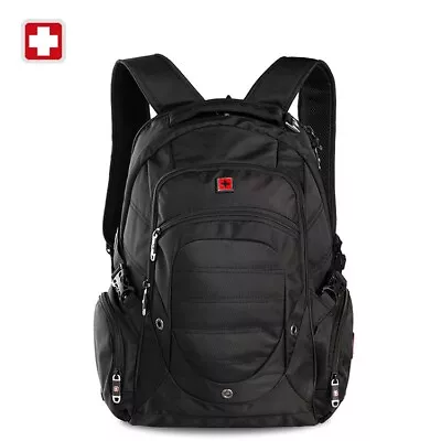 Swiss 17  Waterproof Laptop Backpack Travel School Shoulder Bags SW9725I Black • $88.80