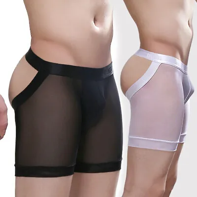 Men Sheer Mesh See-through Boxer Shorts Sexy Underwear Pouch Underpants Trunks❤ • $8.99