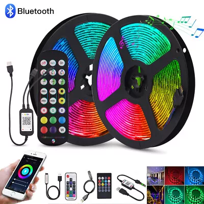 0.5-5m LED Strip Lights 5050 RGB Colour Changing Tape USB TV Lighting Bluetooth • £5.50