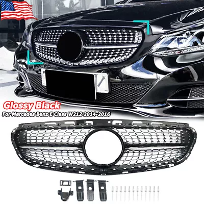 Black Diamond Style Front Bumper Grille For Mercedes-Benz W212 E-Class 2014-2016 • $85.98