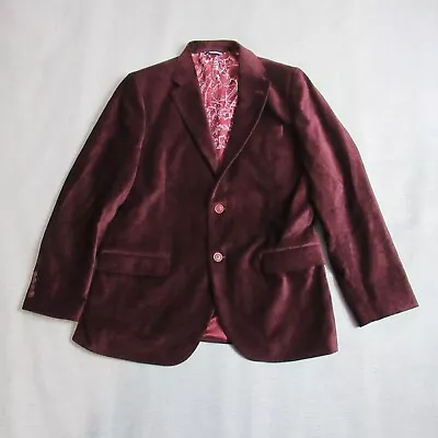 Nautica Blazer Mens 40R Burgundy Paisley Velvet Sport Coat Jacket Retro Evening • $59