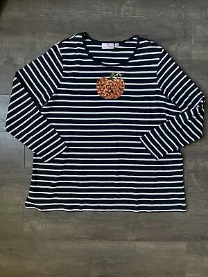 Quaker Factory By Jeanne Brice Pumpkin Long Sleeve Halloween Shirt Size 2XL • $25