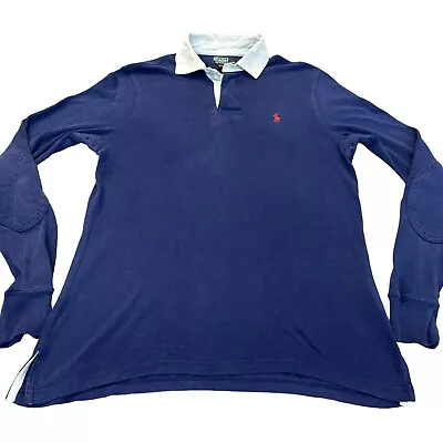 Polo Ralph Lauren LS Rugby Shirt Vintage Custom Fit Size Medium  • £34.99