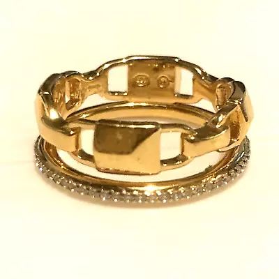 Michael Kors .925 Silver Ring. PreStacked  Size 7 Gold Plate Mkc1025an7 RRP £149 • £103.50