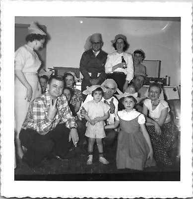 Party Family Gathering Party Kids Children Black & White Vtg 1950's Photo • $5.95