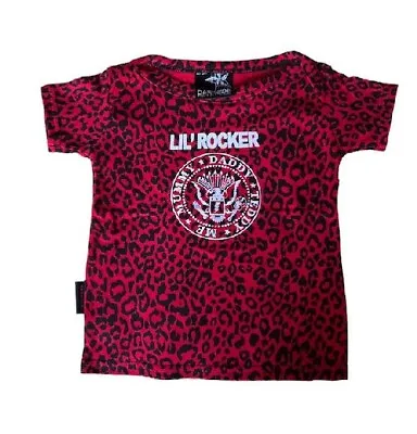 Darkside Clothing 12-18 Month LIL ROCKER Red Leopard 100% Cotton T-shirt BNWT • £6.50