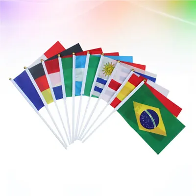 32PCS Hand Held Small National Flag On Stick International World Country Stick • £9.77