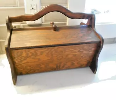 VINTAGE Double-Sided Wood Handled Sewing Box Footed • $10