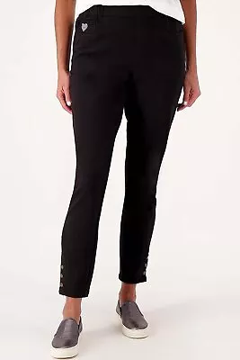 Quacker Factory DreamJeannes Pull-On Snap Bottom Leggings Black • $26.99