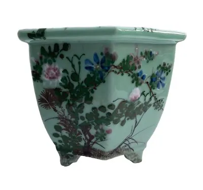 Antique Japanese Seto Celadon Hexagonal Plant Pot / Planter Jardiniere • £445